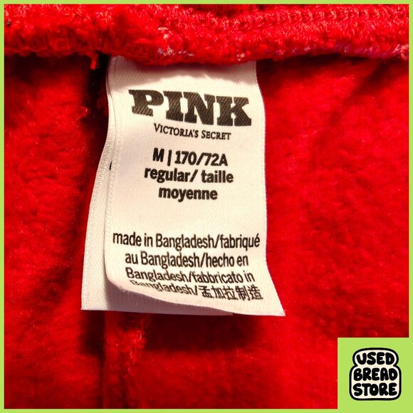 PINK Victorias Secret Flare Monogram Logo Capris Sweatpants Medium Red Soft Warm - Picture 4 of 5